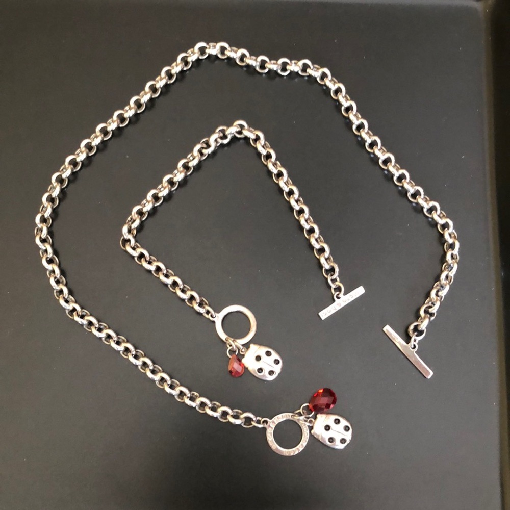 Amore & Baci Silver Necklace and Bracelet Bundle